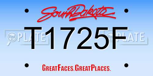 T1725F South Dakota License Plate