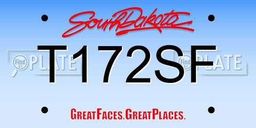 T172SF South Dakota License Plate