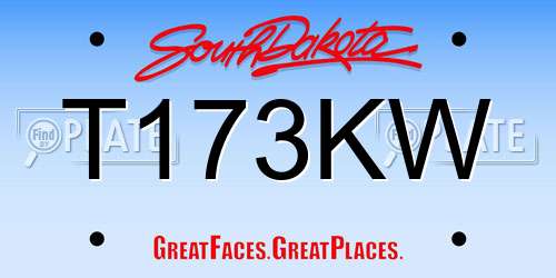 T173KW South Dakota License Plate