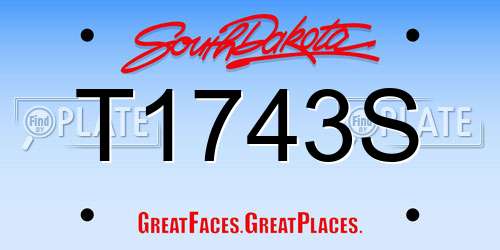 T1743S South Dakota License Plate