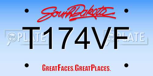 T174VF South Dakota License Plate