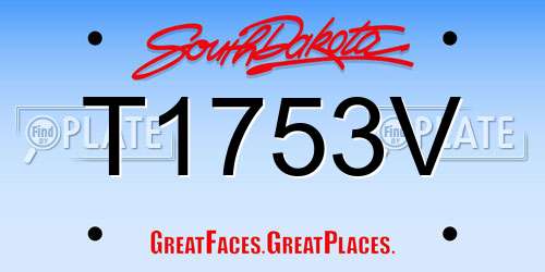 T1753V South Dakota License Plate