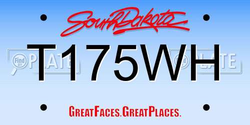 T175WH South Dakota License Plate
