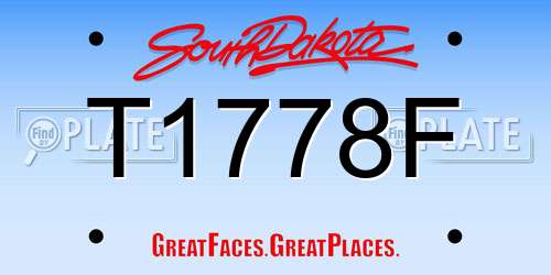 T1778F South Dakota License Plate