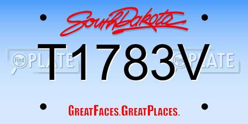 T1783V South Dakota License Plate