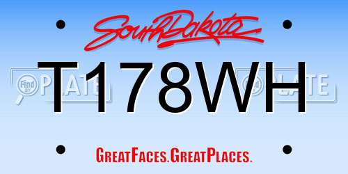 T178WH South Dakota License Plate
