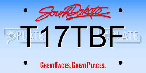 T17TBF South Dakota License Plate
