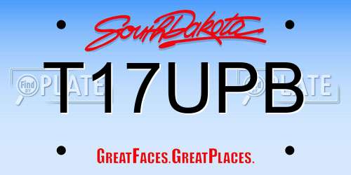 T17UPB South Dakota License Plate