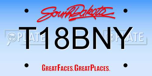 T18BNY South Dakota License Plate
