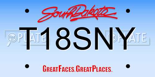 T18SNY South Dakota License Plate