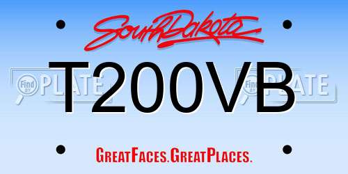 T200VB South Dakota License Plate