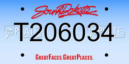 T206034 South Dakota License Plate