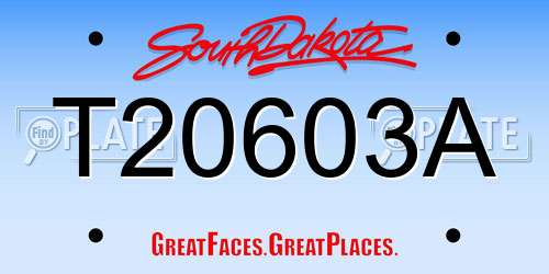 T20603A South Dakota License Plate
