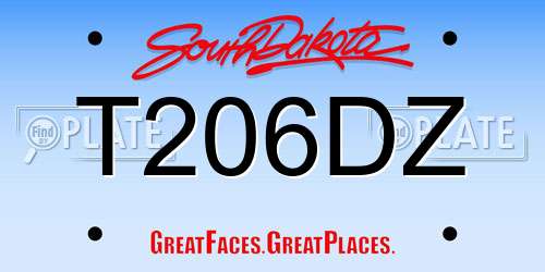 T206DZ South Dakota License Plate