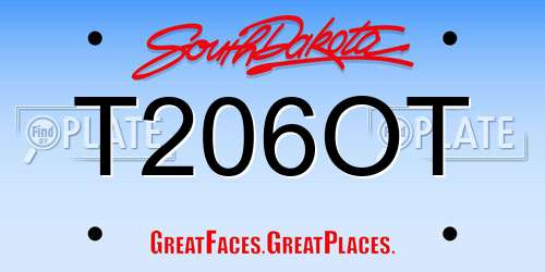 T206OT South Dakota License Plate