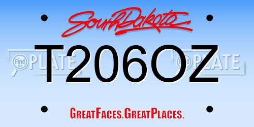 T206OZ South Dakota License Plate