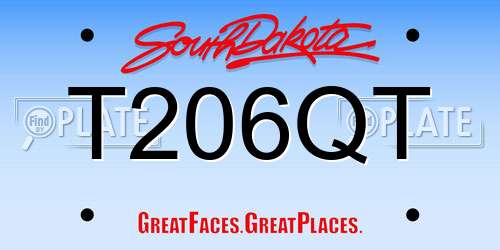 T206QT South Dakota License Plate