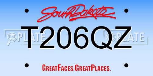 T206QZ South Dakota License Plate