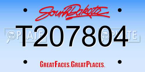 T207804 South Dakota License Plate