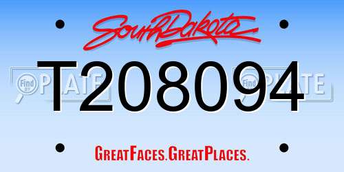T208094 South Dakota License Plate