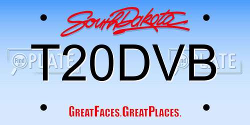 T20DVB South Dakota License Plate