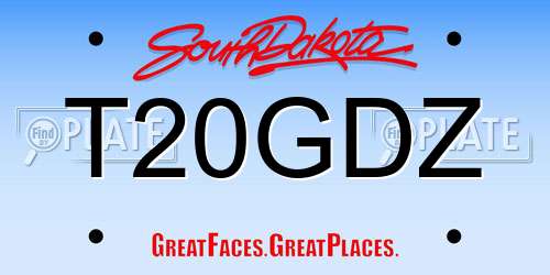 T20GDZ South Dakota License Plate