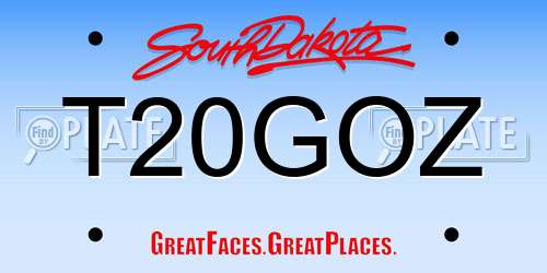 T20GOZ South Dakota License Plate
