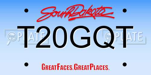 T20GQT South Dakota License Plate