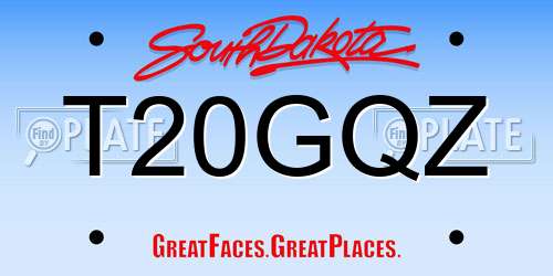 T20GQZ South Dakota License Plate