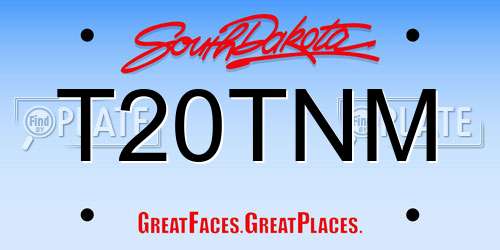 T20TNM South Dakota License Plate