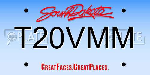 T20VMM South Dakota License Plate