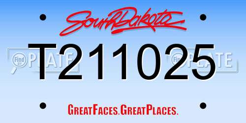 T211025 South Dakota License Plate