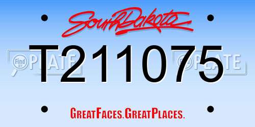 T211075 South Dakota License Plate
