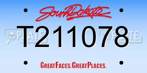 T211078 South Dakota License Plate