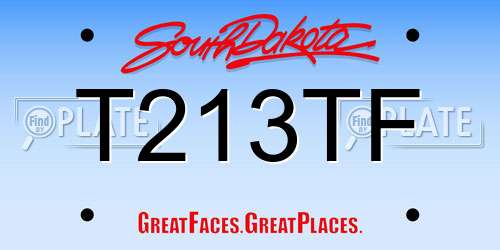 T213TF South Dakota License Plate