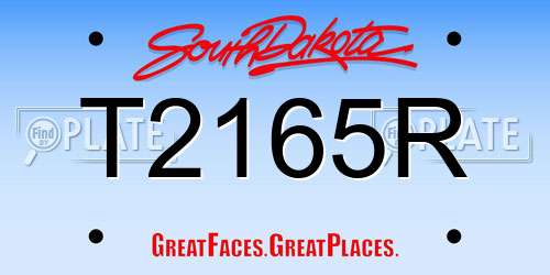 T2165R South Dakota License Plate