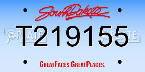 T219155 South Dakota License Plate