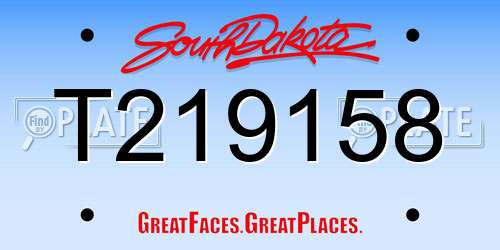 T219158 South Dakota License Plate