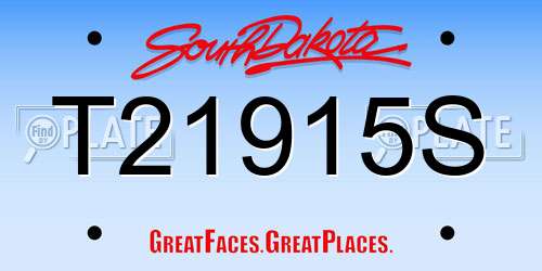 T21915S South Dakota License Plate