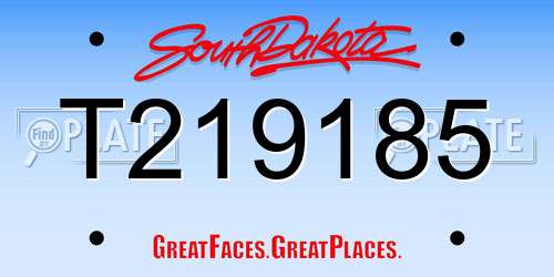 T219185 South Dakota License Plate