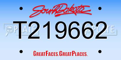 T219662 South Dakota License Plate