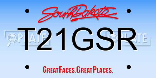T21GSR South Dakota License Plate