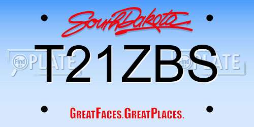 T21ZBS South Dakota License Plate