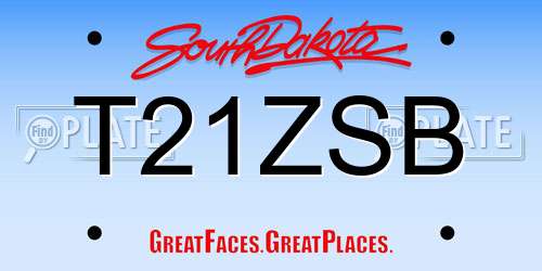 T21ZSB South Dakota License Plate