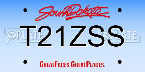 T21ZSS South Dakota License Plate