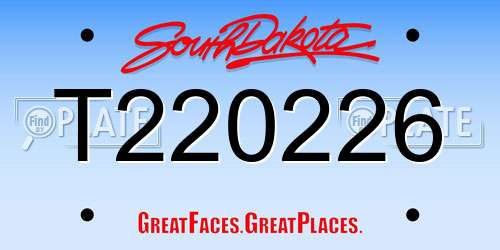 T220226 South Dakota License Plate