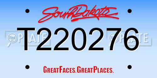 T220276 South Dakota License Plate