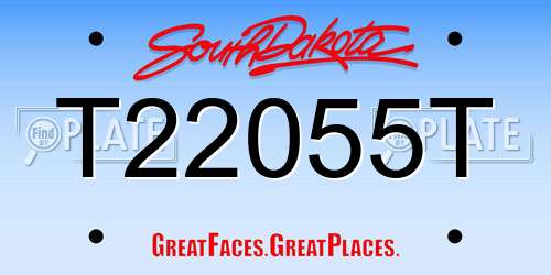 T22055T South Dakota License Plate