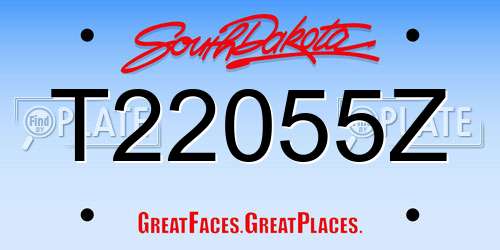 T22055Z South Dakota License Plate