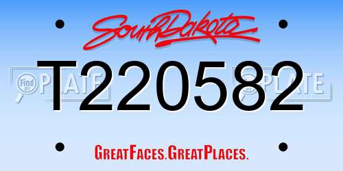 T220582 South Dakota License Plate